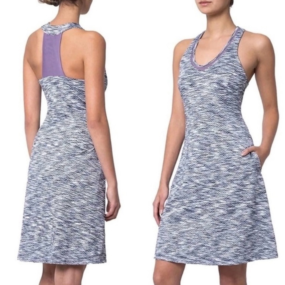 MPG Heathered Gray and Lavender Racerback A-Line Dress